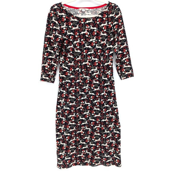 Boden Dresses & Skirts - Boden Penny Rabbit Floral Print Retro Mod Dress Black Size 4L Whimsical Preppy